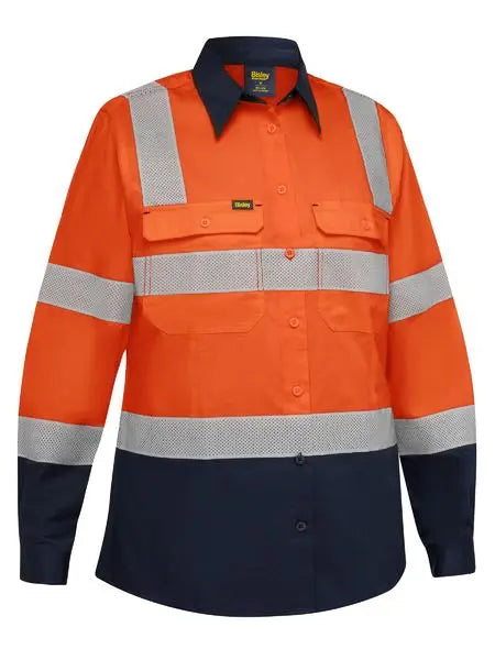 Bisley Women's Long Sleeve Taped Cool Lightweight Vented Shirt BL6396T Metro Workwear